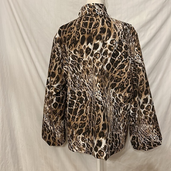 Chico's Weekends Animal Print Lightweight Fall Zip Front Jacket Sz 3 - Picture 4 of 11